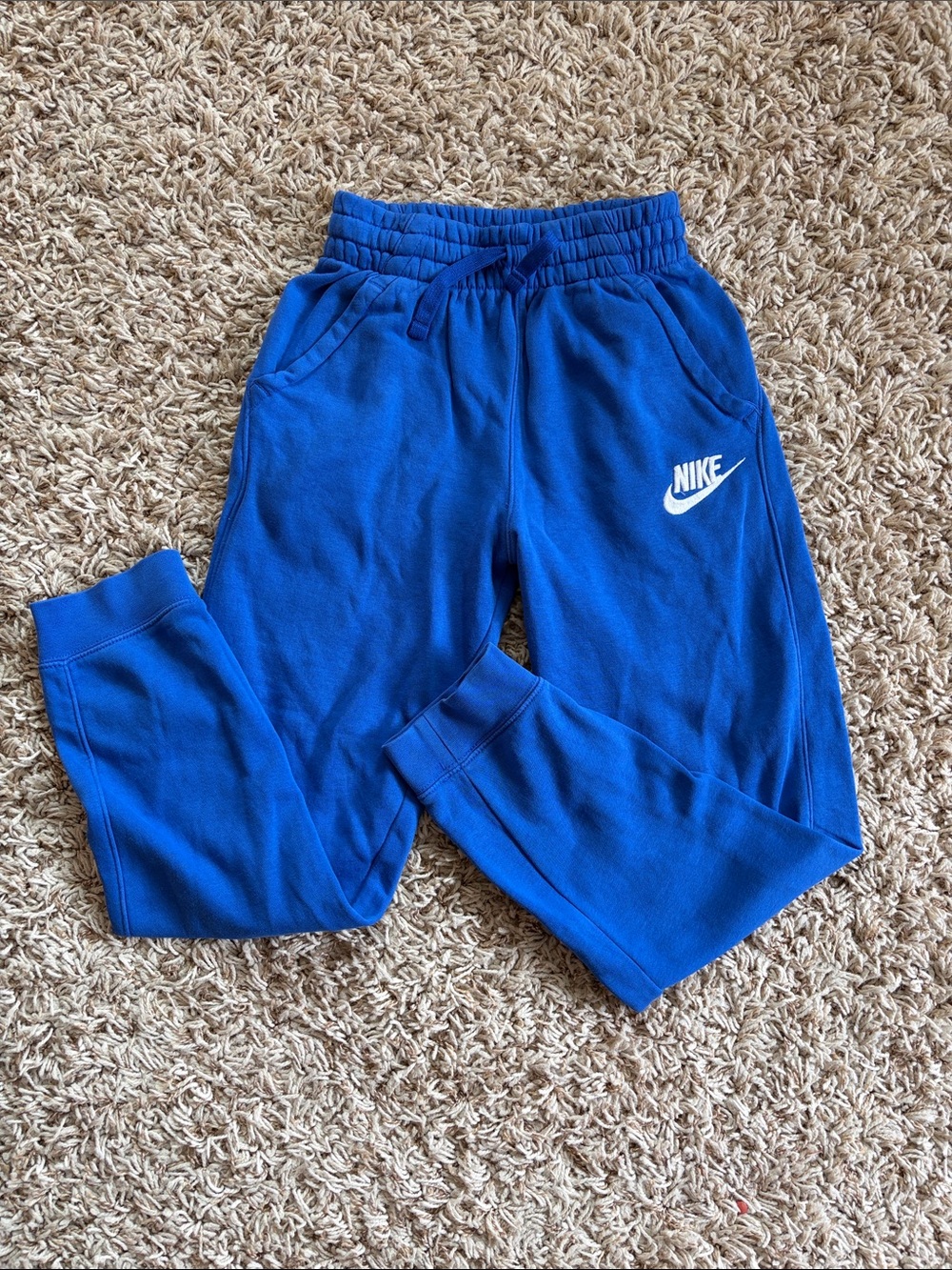 Nike Kids Blue Fleece Joggers with White Logo